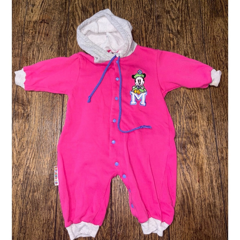 Vintage baby Mickey & co hooded Minnie romper 12 months